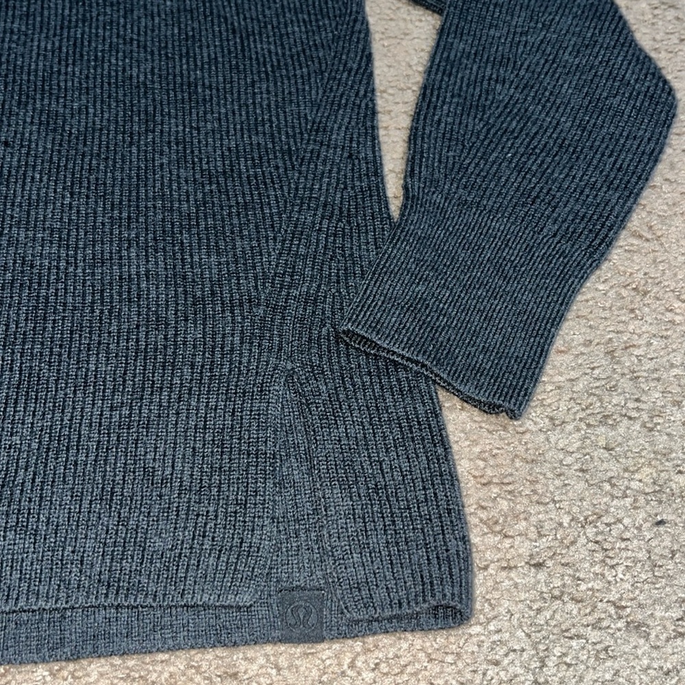 Lululemon Merino Wool-Blend Ribbed Crewneck Sweater Heathered Black 2 - Picture 8 of 13
